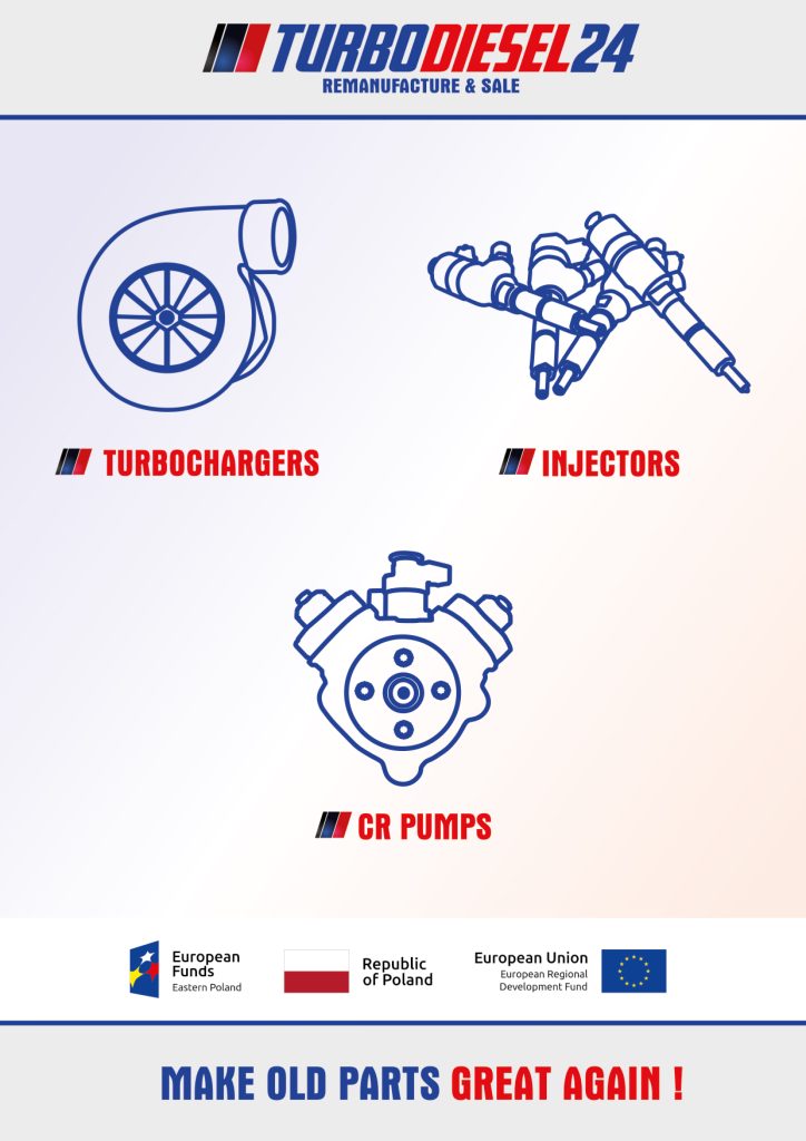 Turbodiesel24 information brochure - regeneration of turbochargers, injectors and CR pumps.